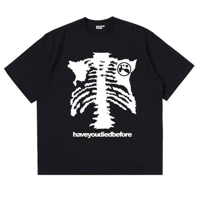 GRAY T-SHIRT WITH UNIQUE SKELETON DESIGN