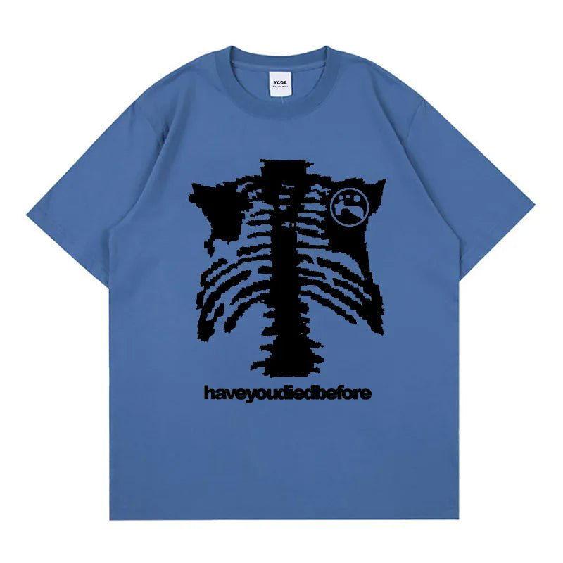 GRAY T-SHIRT WITH UNIQUE SKELETON DESIGN