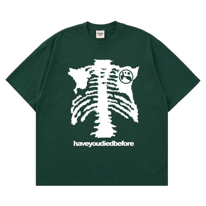 GRAY T-SHIRT WITH UNIQUE SKELETON DESIGN