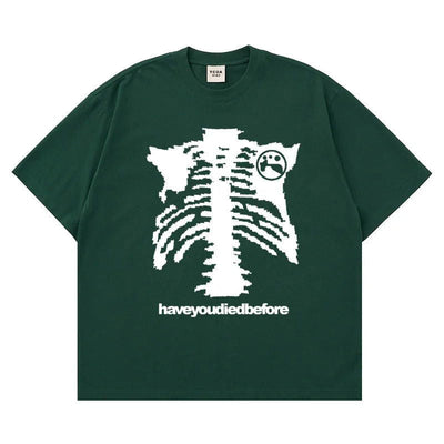 GRAY T-SHIRT WITH UNIQUE SKELETON DESIGN