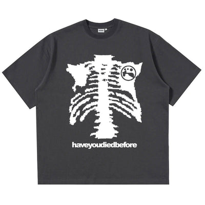 GRAY T-SHIRT WITH UNIQUE SKELETON DESIGN