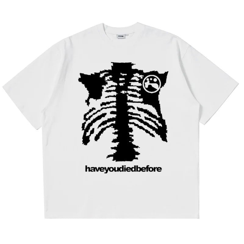 GRAY T-SHIRT WITH UNIQUE SKELETON DESIGN