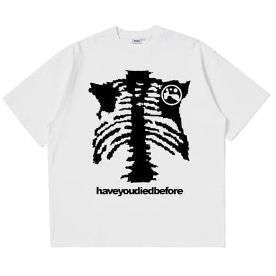 GRAY T-SHIRT WITH UNIQUE SKELETON DESIGN