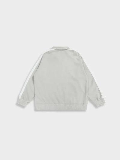 GRAY TRACK JACKET WITH STRIPED SLEEVES - OFFRE UNE STREETWEAR VINTAGE UNISEXE