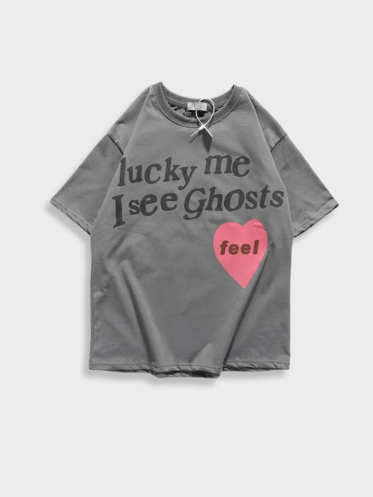 LifeOfStreetwear | Unisex Gray Heart Graphic Oversized T-Shirt