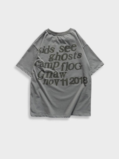 GRAY UNISEX TEE SHIRT WITH HEART GRAPHIC AND TEXT DESIGN