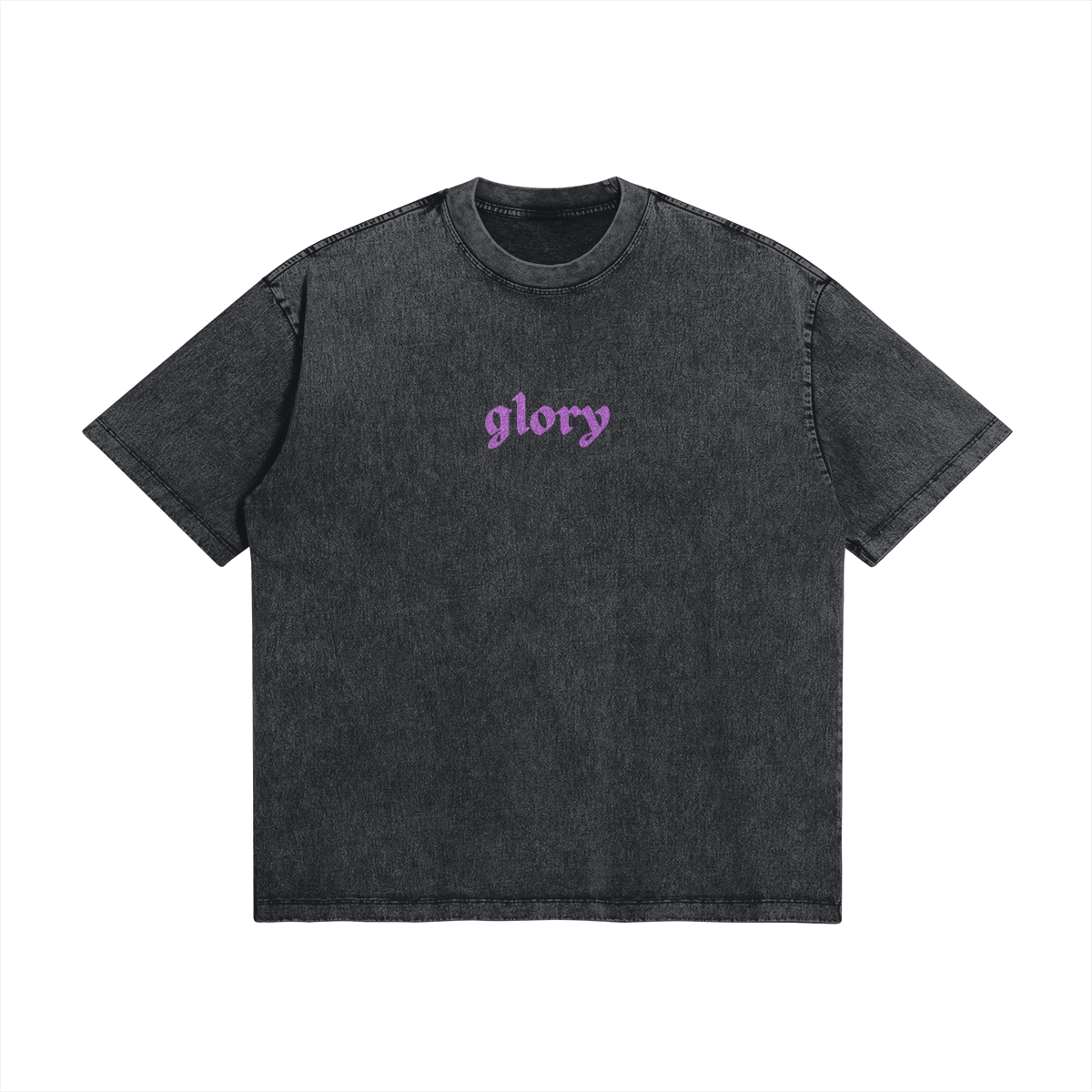 GRAY UNISEX TEE SHIRT WITH PURPLE TEXT