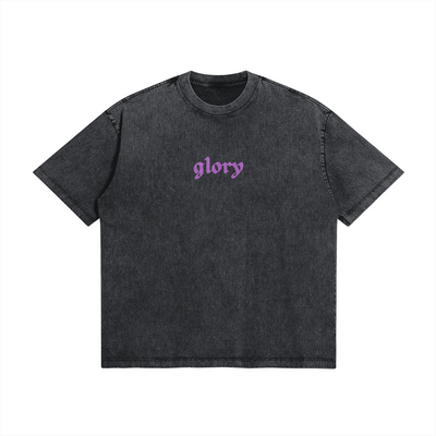 GRAY UNISEX TEE SHIRT WITH PURPLE TEXT
