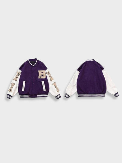 GREEN AND BLACK VARSITY JACKET WITH BONE ACCENTS - UNIVERSITY JACKET
