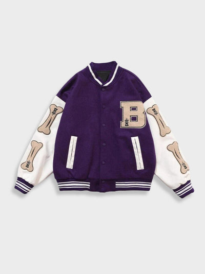 GREEN AND BLACK VARSITY JACKET WITH BONE ACCENTS - UNIVERSITY JACKET