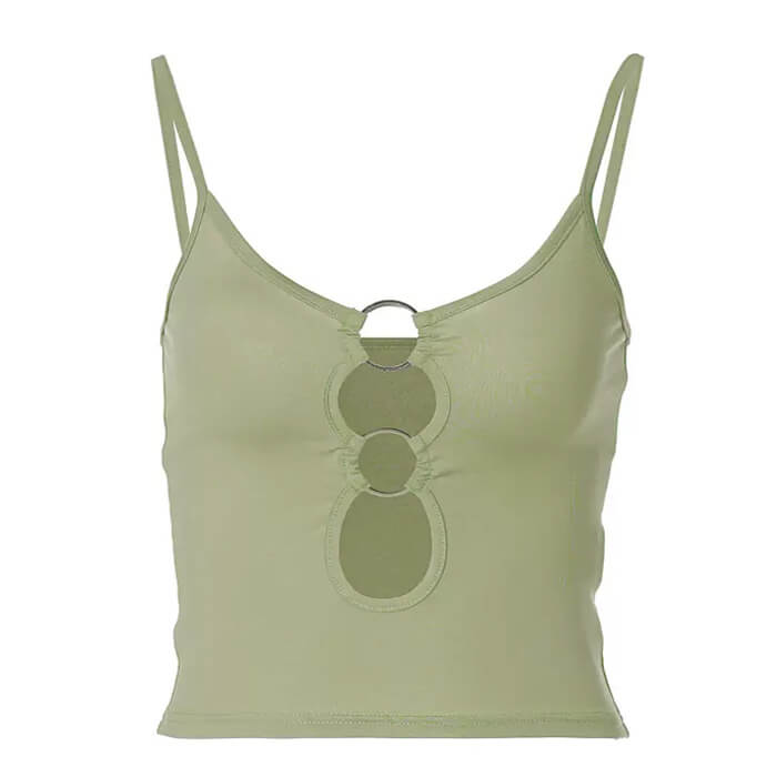 GREEN TANK TOP WITH RING DETAILS FOR WOMEN