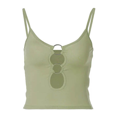 GREEN TANK TOP WITH RING DETAILS FOR WOMEN