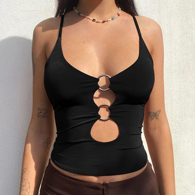 GREEN TANK TOP WITH RING DETAILS FOR WOMEN
