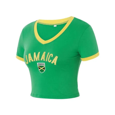 JAMAICA CROP TOP HOTSWEET SUMMER TANK TOPS IN GREEN AND YELLOW