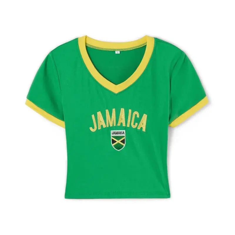 JAMAICA CROP TOP HOTSWEET SUMMER TANK TOPS IN GREEN AND YELLOW