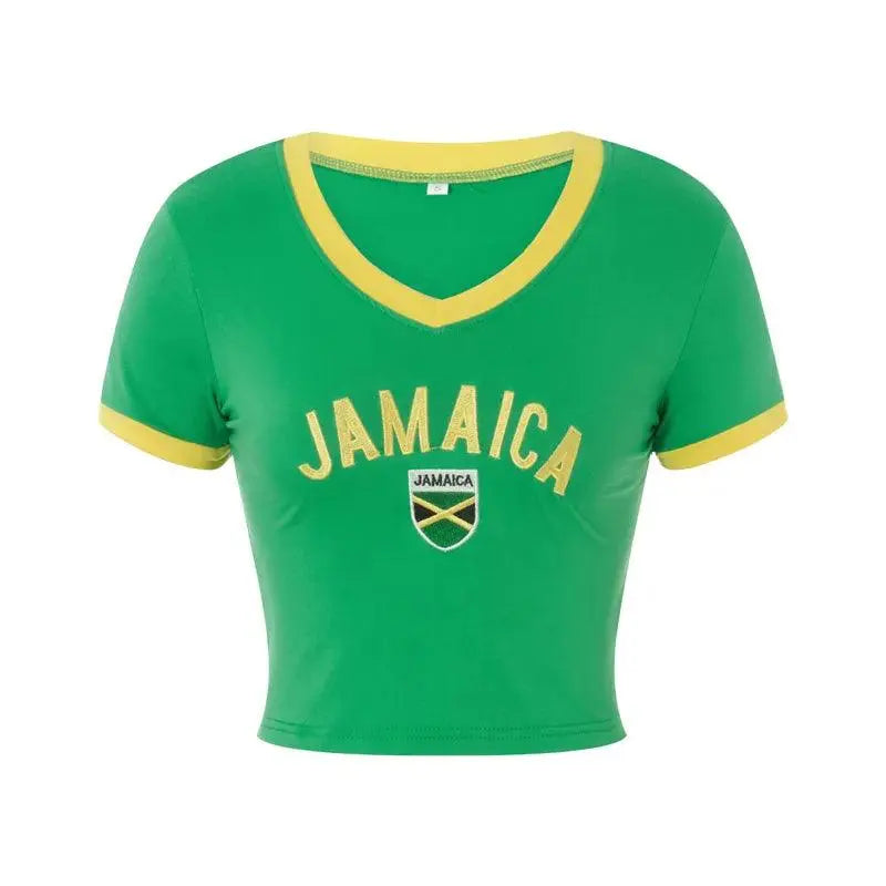 JAMAICA CROP TOP HOTSWEET SUMMER TANK TOPS IN GREEN AND YELLOW