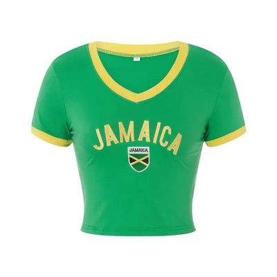 JAMAICA CROP TOP HOTSWEET SUMMER TANK TOPS IN GREEN AND YELLOW