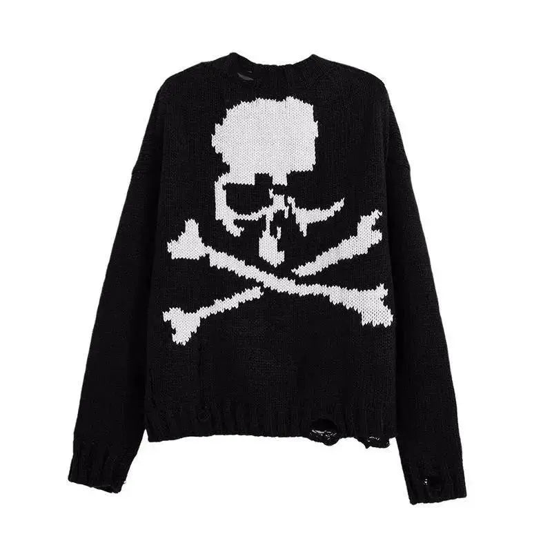 KNITTED SWEATER WITH SKULL AND CROSSBONES PATTERN KNITTED