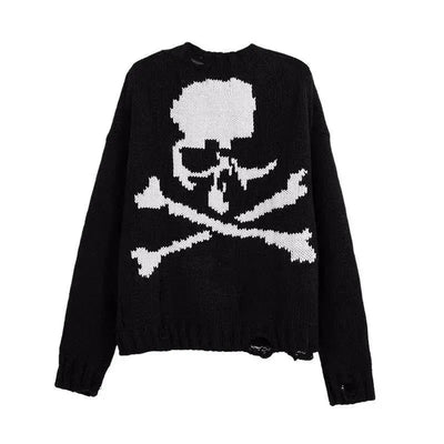 KNITTED SWEATER WITH SKULL AND CROSSBONES PATTERN KNITTED
