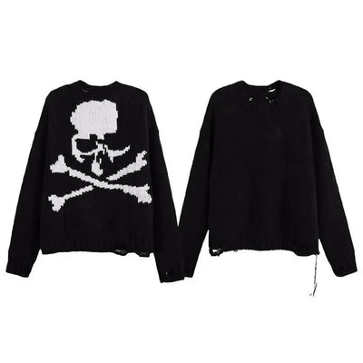 KNITTED SWEATER WITH SKULL AND CROSSBONES PATTERN KNITTED