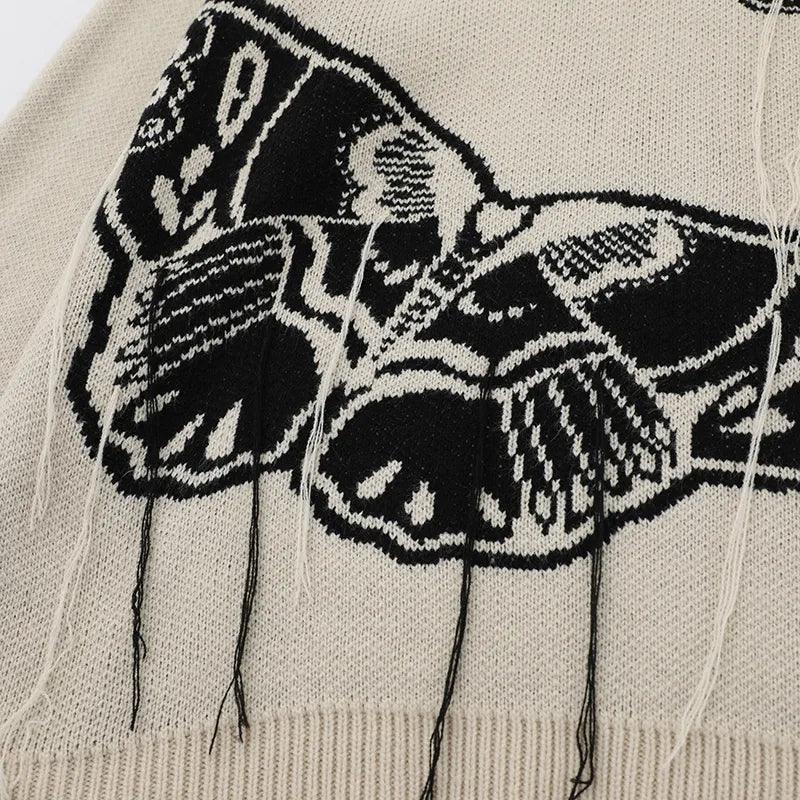 KNITTED VINTAGE BUTTERFLY PULLOVER WITH BUTTERFLY DESIGNS