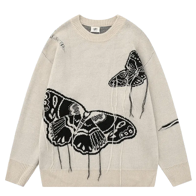 KNITTED VINTAGE BUTTERFLY PULLOVER WITH BUTTERFLY DESIGNS