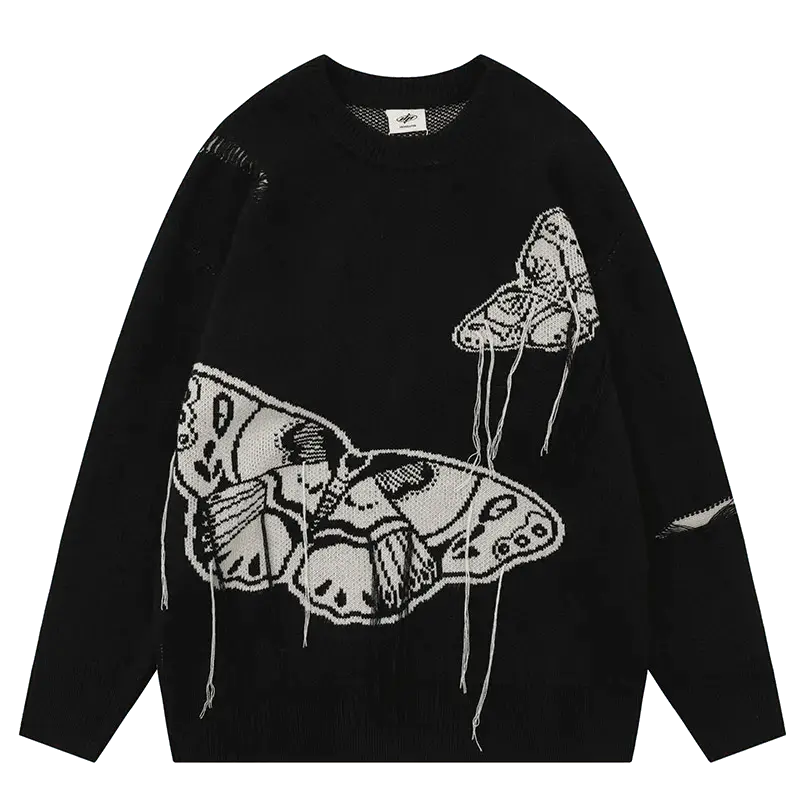 KNITTED VINTAGE BUTTERFLY PULLOVER WITH BUTTERFLY DESIGNS