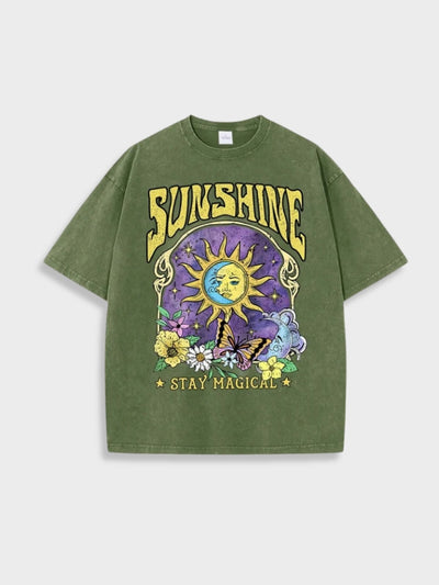 LAVENDER TEE SHIRT WITH SUNSHINE GRAPHIC - Y2K STYLE SHIRT SUNSHINE
