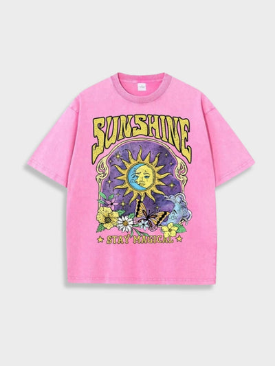 LAVENDER TEE SHIRT WITH SUNSHINE GRAPHIC - Y2K STYLE SHIRT SUNSHINE