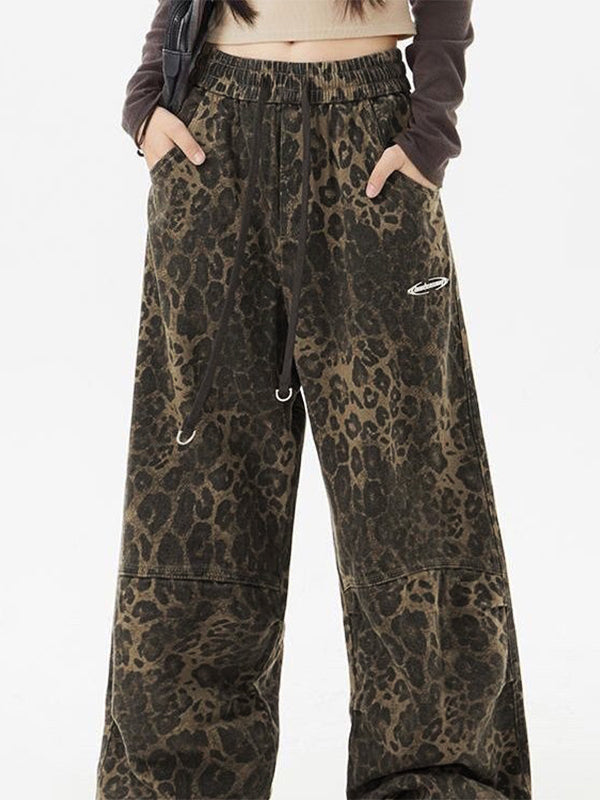 LEOPARD PRINT BAGGY PANTS BOLD PUNK LEOPARD STYLE