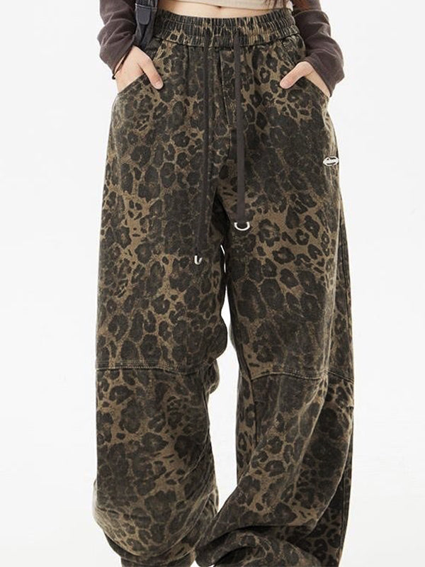 LEOPARD PRINT BAGGY PANTS BOLD PUNK LEOPARD STYLE