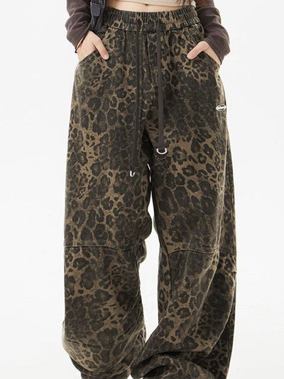 LEOPARD PRINT BAGGY PANTS BOLD PUNK LEOPARD STYLE