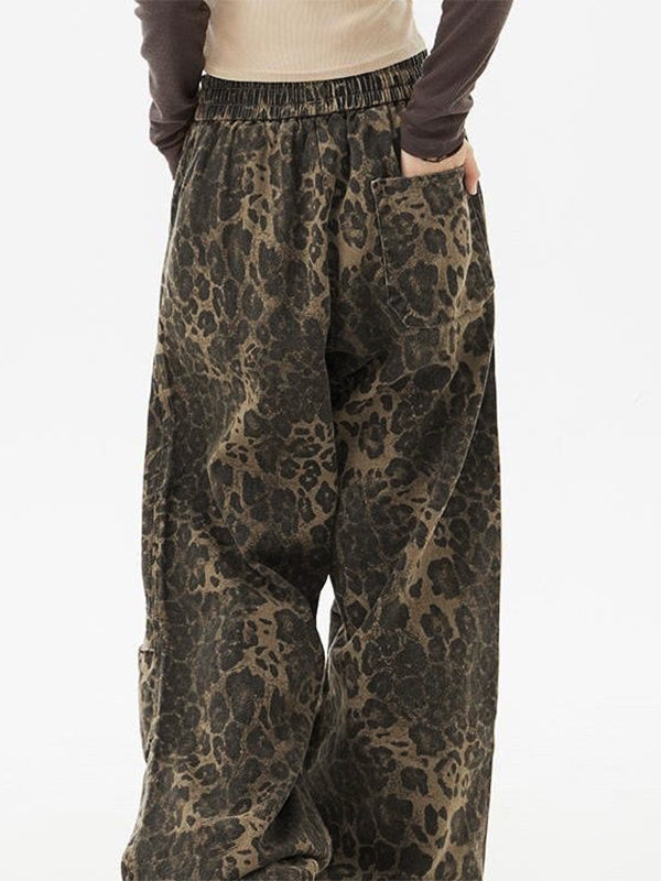 LEOPARD PRINT BAGGY PANTS BOLD PUNK LEOPARD STYLE