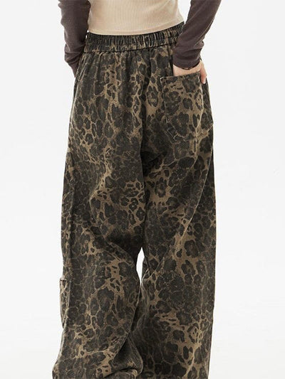 LEOPARD PRINT BAGGY PANTS BOLD PUNK LEOPARD STYLE