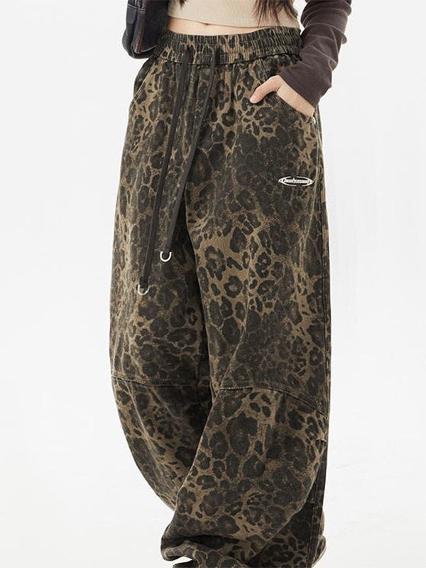 LEOPARD PRINT BAGGY PANTS BOLD PUNK LEOPARD STYLE
