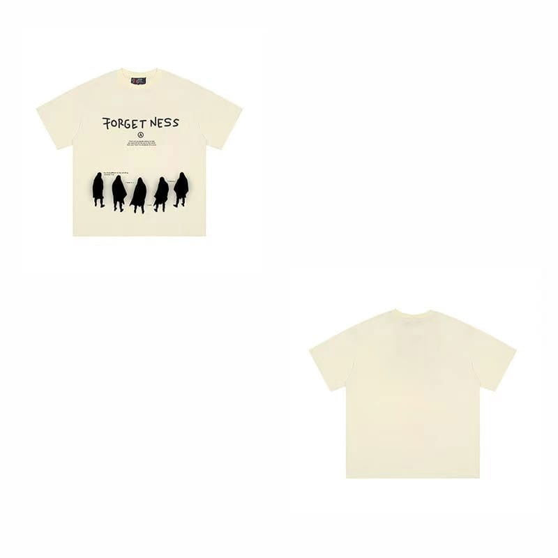 LIGHT BEIGE T-SHIRT WITH BLACK GRAPHICS FOR STREETWEAR ENTHUSIASTS