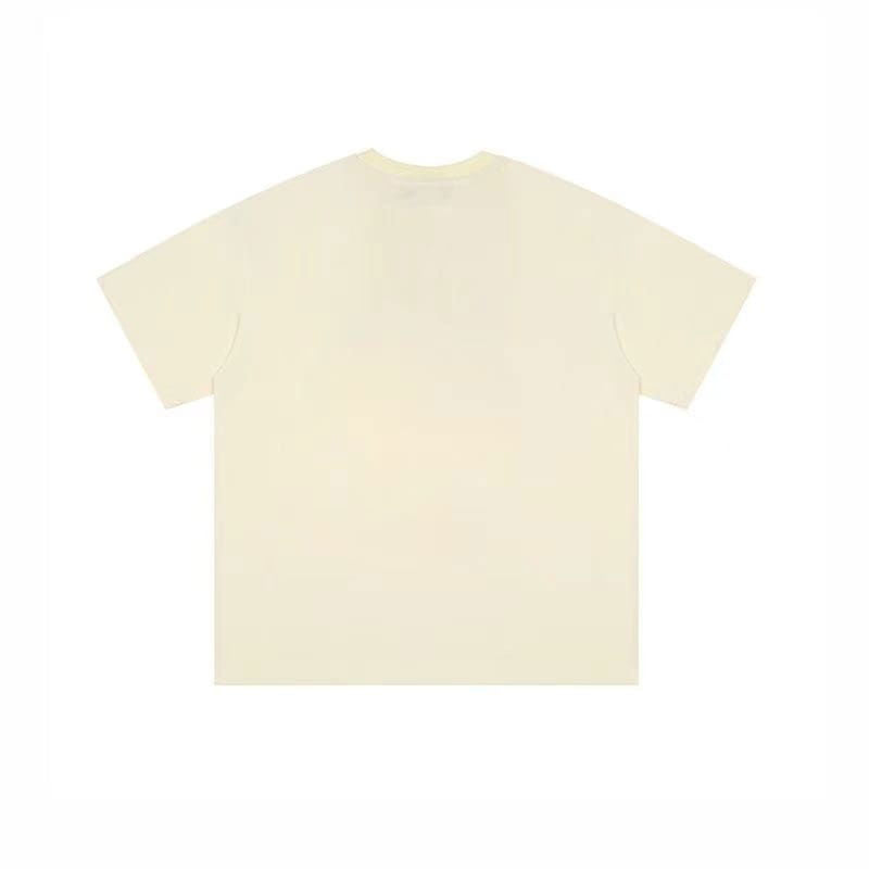 LIGHT BEIGE T-SHIRT WITH BLACK GRAPHICS FOR STREETWEAR ENTHUSIASTS