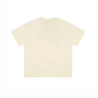 LIGHT BEIGE T-SHIRT WITH BLACK GRAPHICS FOR STREETWEAR ENTHUSIASTS