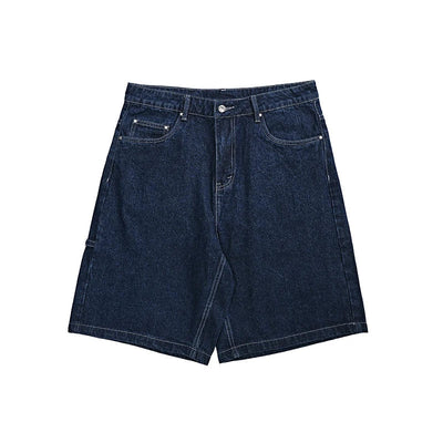 LIGHT BLUE DENIM SHORTS VINTAGE WASHED HIP HOP STYLE