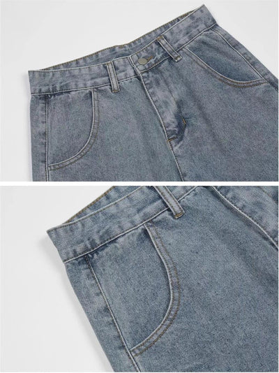 LIGHT BLUE LOOSE FIT CROSS PATCH JEANS