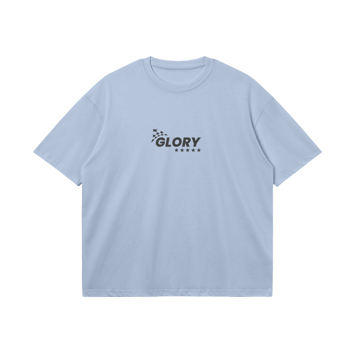 LIGHT BLUE TEE SHIRT WITH STAR DESIGN - STYLISH WANTED PRINT