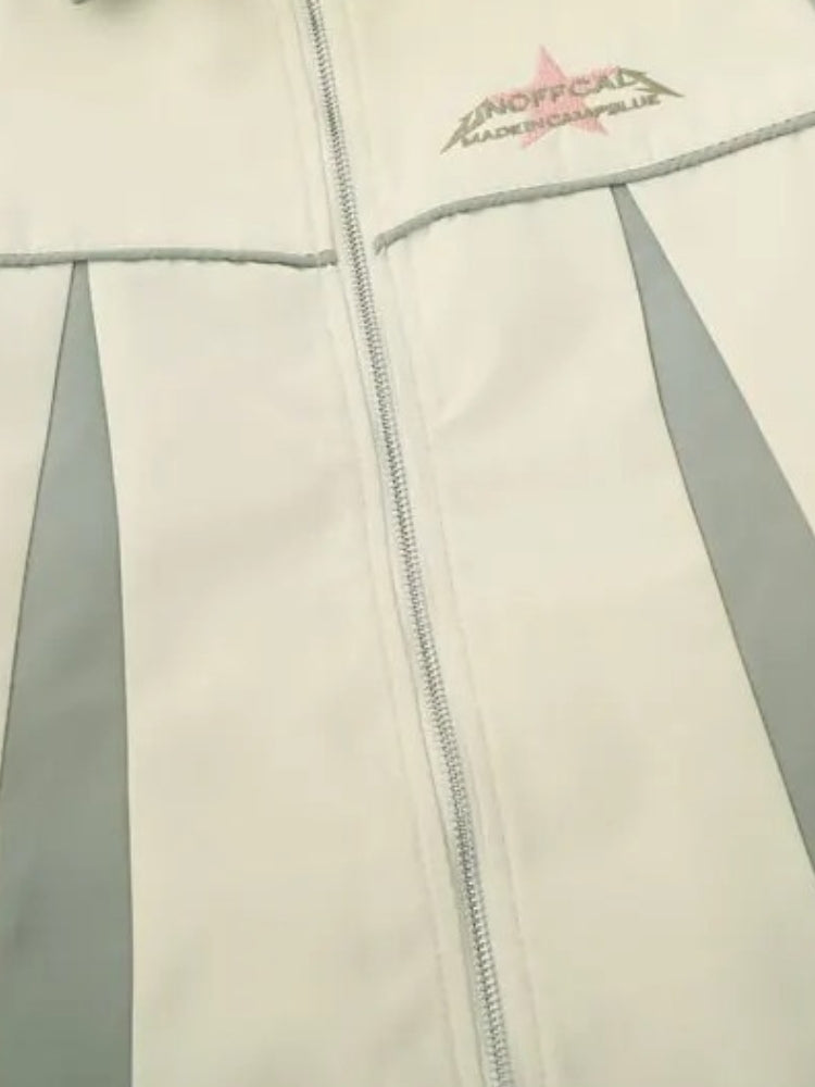 LIGHT GREEN AND CREAM JACKET WITH PINK ACCENTS Y2K STYLE