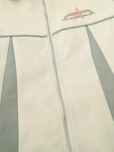 LIGHT GREEN AND CREAM JACKET WITH PINK ACCENTS Y2K STYLE