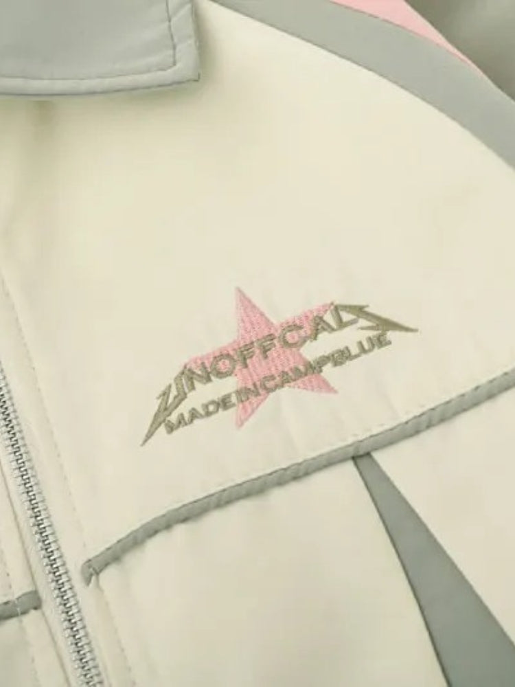 LIGHT GREEN AND CREAM JACKET WITH PINK ACCENTS Y2K STYLE