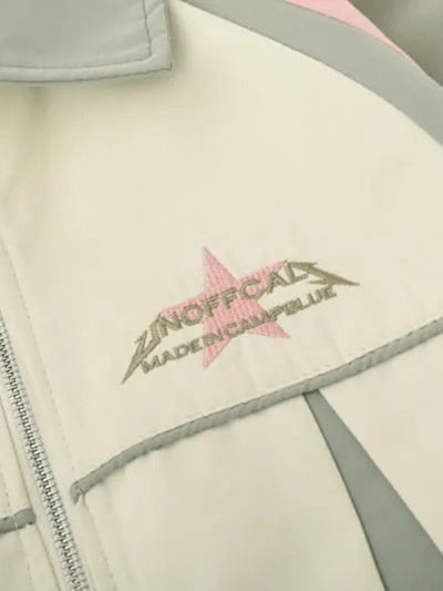 LIGHT GREEN AND CREAM JACKET WITH PINK ACCENTS Y2K STYLE