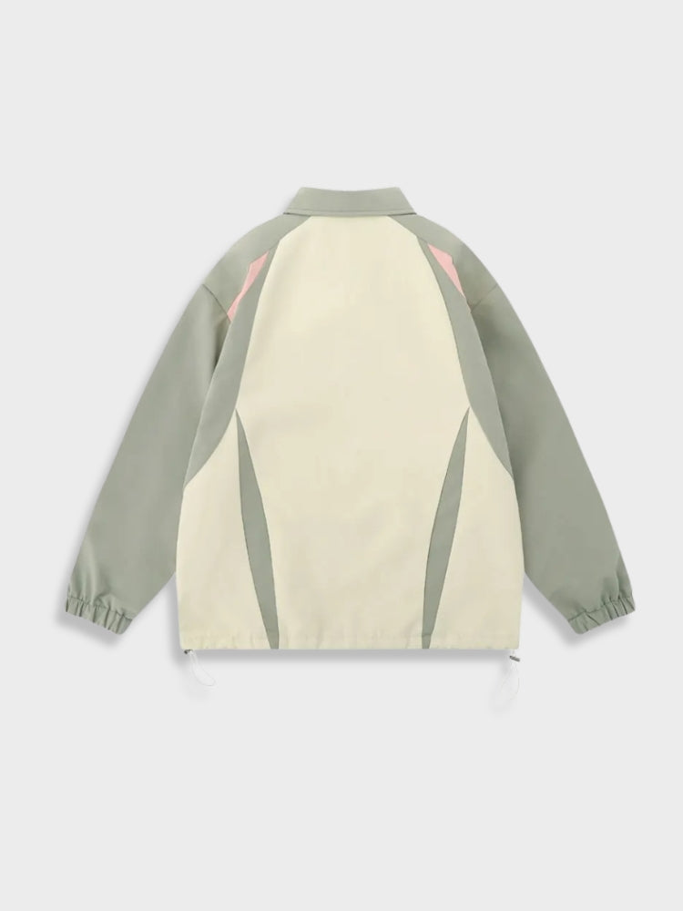 LIGHT GREEN AND CREAM JACKET WITH PINK ACCENTS Y2K STYLE