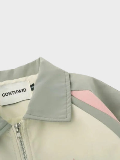 LIGHT GREEN AND CREAM JACKET WITH PINK ACCENTS Y2K STYLE
