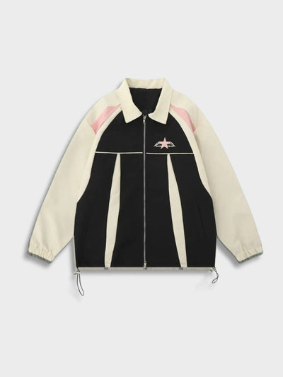 LIGHT GREEN AND CREAM JACKET WITH PINK ACCENTS Y2K STYLE