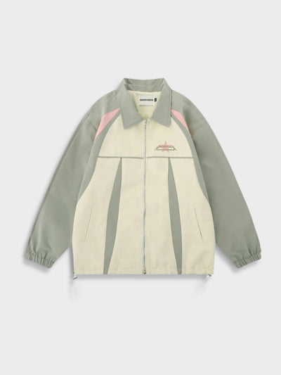 LIGHT GREEN AND CREAM JACKET WITH PINK ACCENTS Y2K STYLE