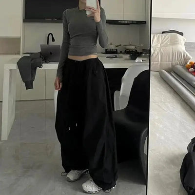 LONG-SLEEVE SHIRT AND BROWN TRACK PANTS SET - VINTAGE STRIPED CARGO